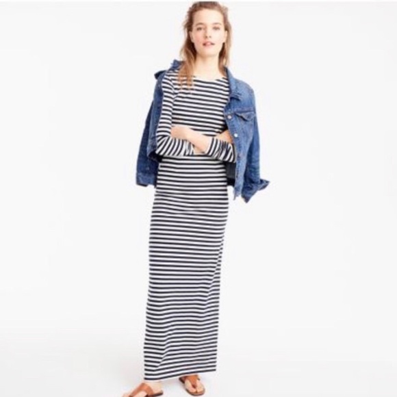 J. Crew COLLECTION Striped Long Sleeve Maxi Dress 0 - Picture 2 of 8